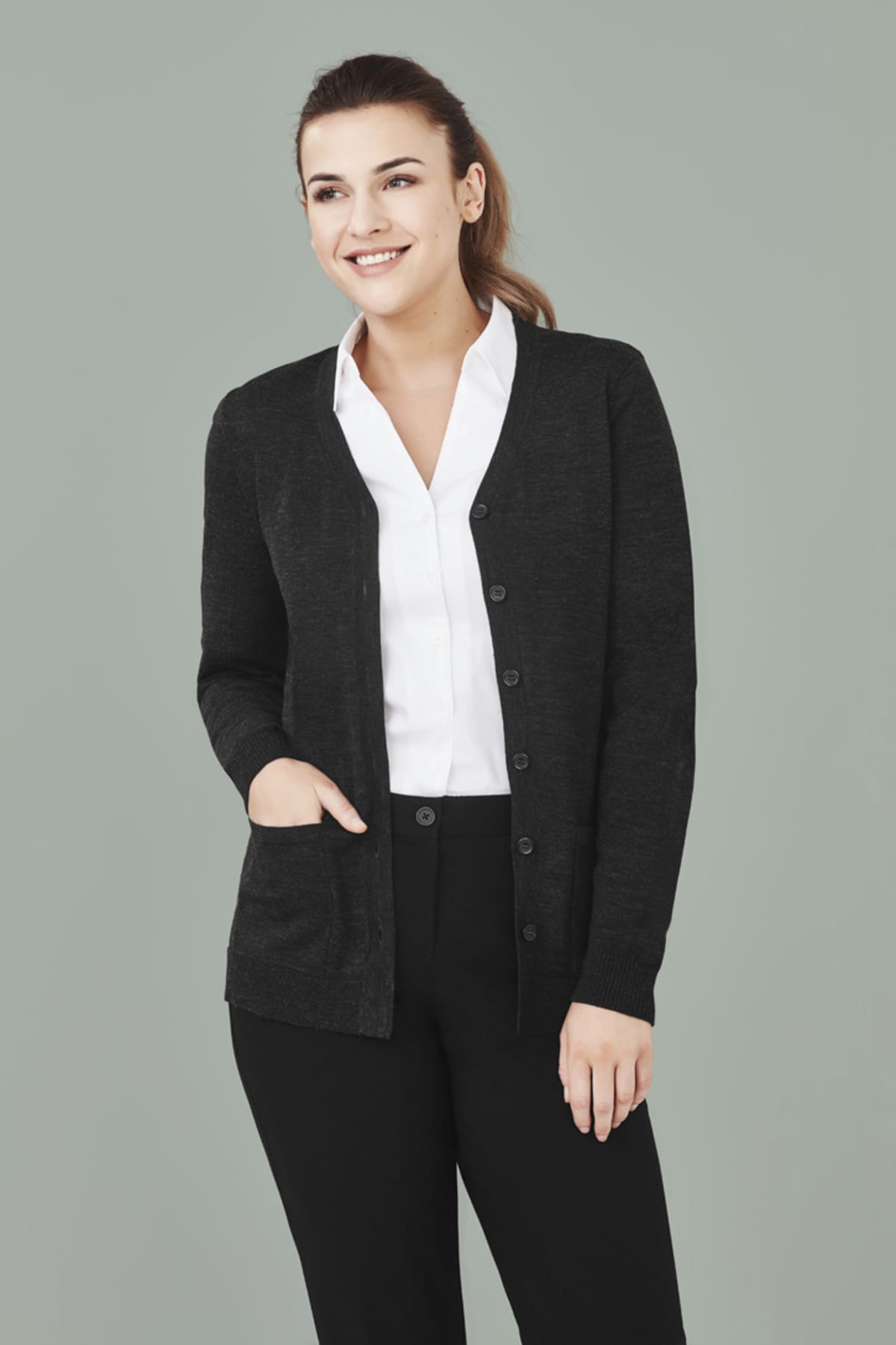 Womens Button Front Knit Cardigan