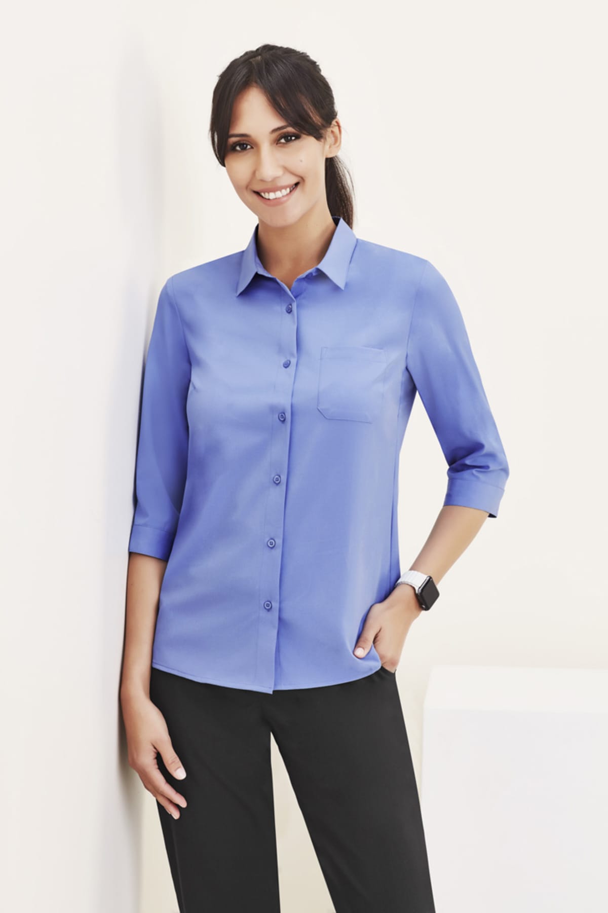 Womens Florence Plain 3/4 Sleeve Shirt