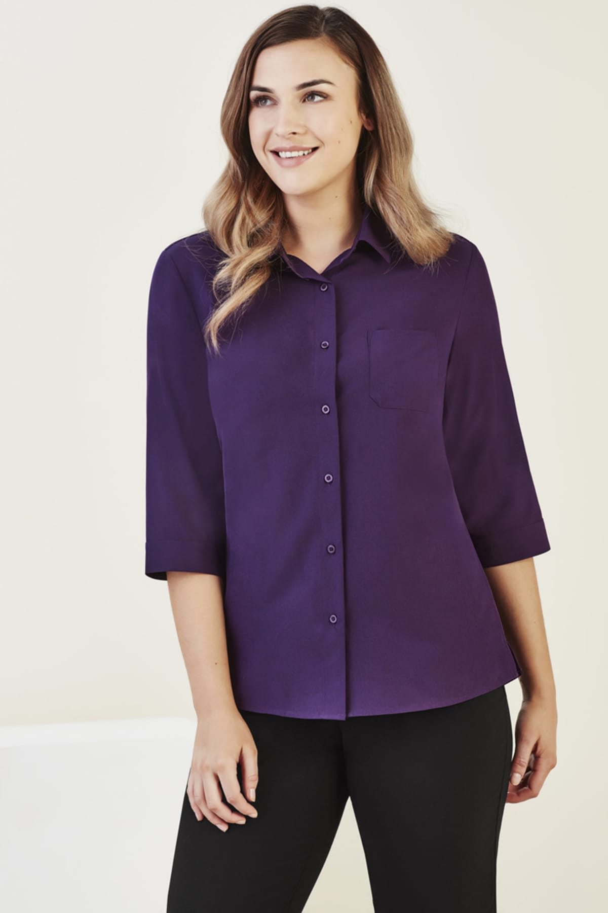 Womens Florence Plain 3/4 Sleeve Shirt