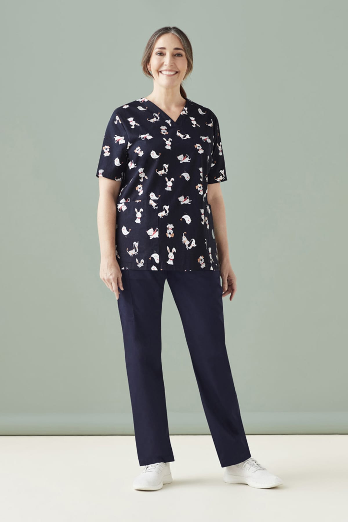 Womens Printed Best Friends Scrub Top