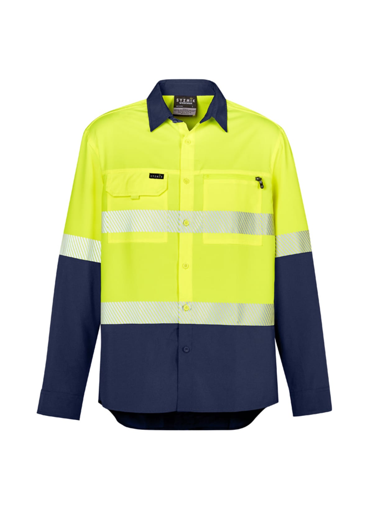 Mens Hi Vis Outdoor Segmented Tape Long Sleeve Shirt